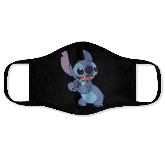 Disney Lilo Stitch Cute Stitch Pose Left Chest Pocket Logo Face Masks