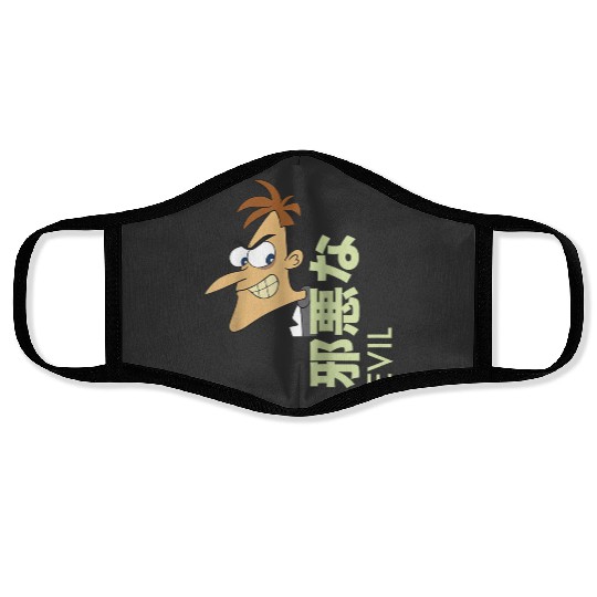 Disneys Phineas And Ferb Dr Doofenshmirtz Evil Kanji Logo Face Masks