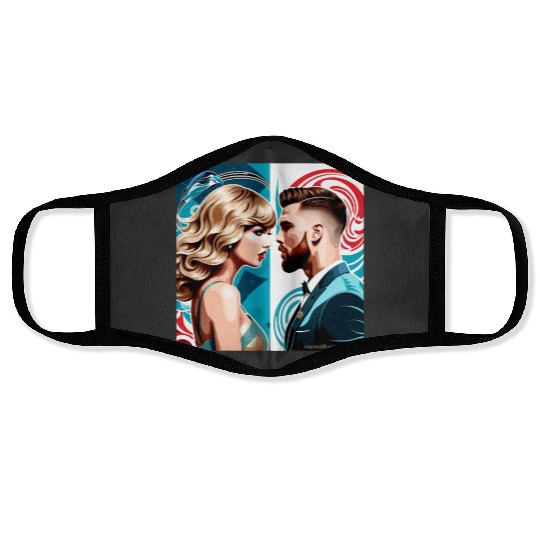 taylorr Swift and Travis Kelce art Face Masks