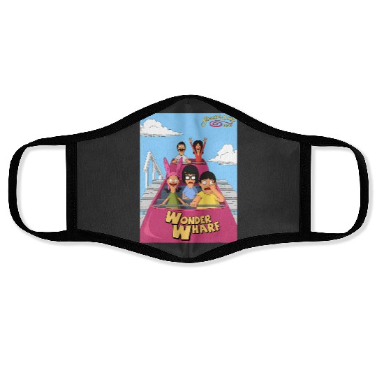 the bobs burgers movie wonder wharf roller coaster Face Masks