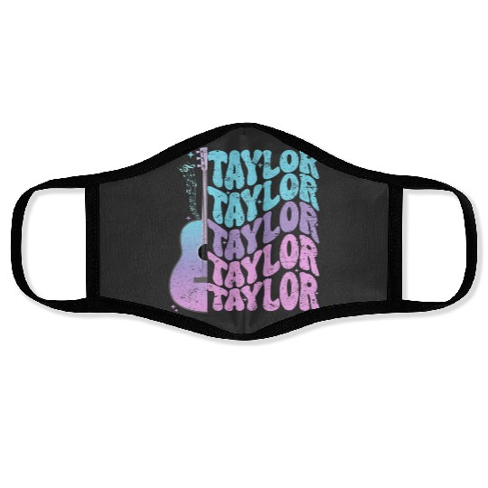 Discover Taylor First Name I Love Taylor Girl Groovy 80's Vintage Face Masks