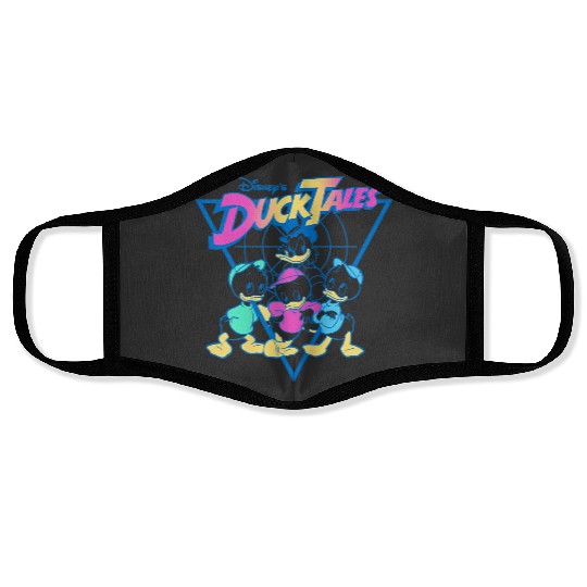 Disney Ducktales Vintage Neon Outlines Group Shot Distressed Gifts Trends Face Masks