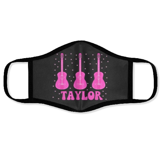 Discover Taylor Personalized Name I Love Taylor Girl Groovy 70's Face Masks