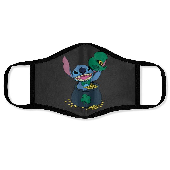 Disney Stitch Pot of Gold Shamrock St Patricks Day Face Masks
