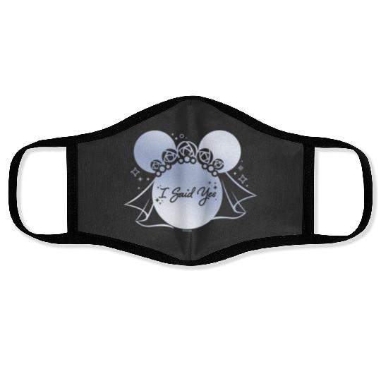 Disney I Said Yes Proposal Engagement Bridal Veil Minnie Face Masks