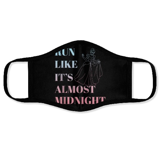 Disney Cinde Run Like Its Almost Midnight Text Face Masks