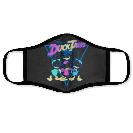 Disney Ducktales Vintage Neon Outlines Group Shot Distressed gifts trends Face Masks
