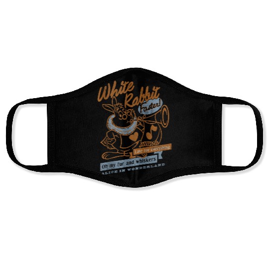 Disneyss Alice In Wonderland White Rabbit Outlined Text Poster Face Masks