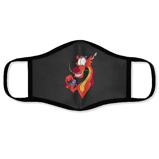 Disney Mulan Mushu And CriKee Pocket Logo Face Masks