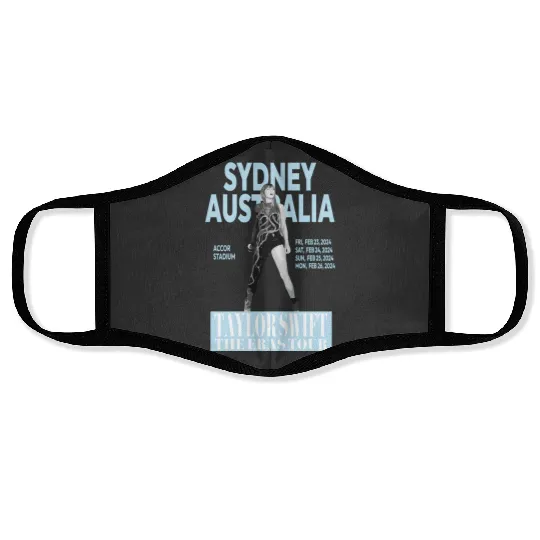 Swift Eras Tour - Sydney, Australia - Light Blue Active Face Masks