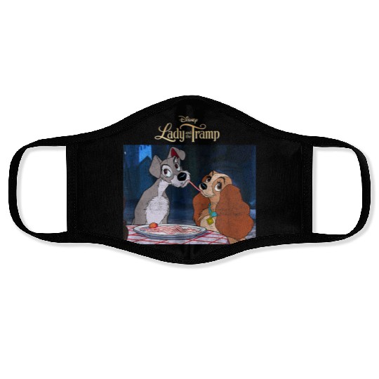 Disneyss Lady And The Tramp Classic Spaghetti Scene Poster Face Masks