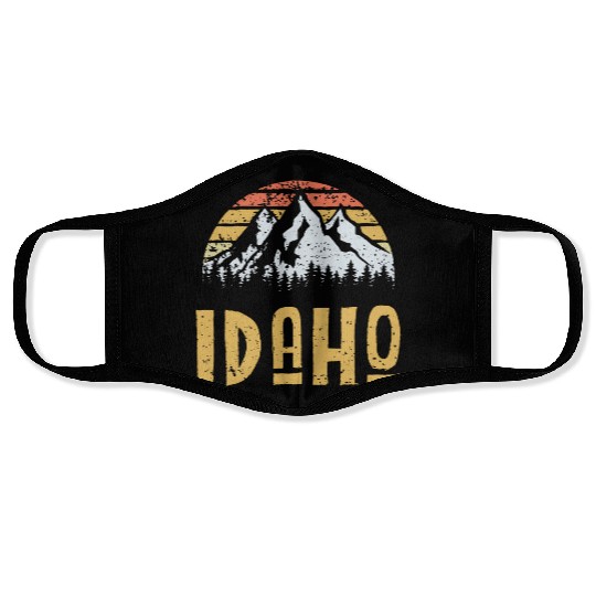 Vintage Retro Id Idaho Us Mountain State Face Masks
