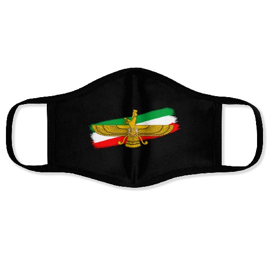 Iran Flag Faravahar Lion Sun Face Masks