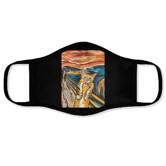 The scream of the cat Face Masks