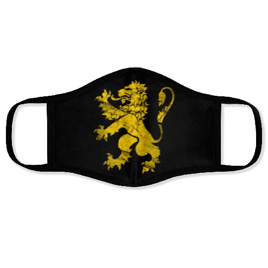 Gold Lion Rampant Face Masks