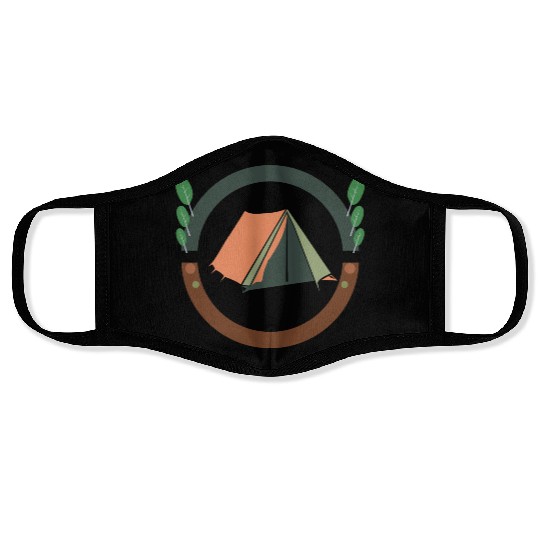 camping logo Face Masks