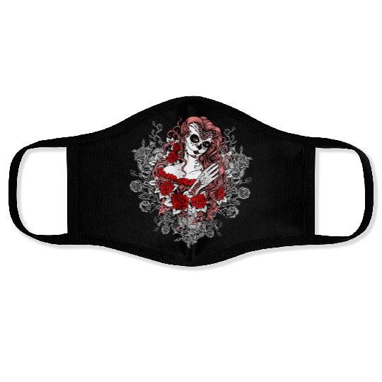 Santa Muerte Holy Woman Skull Mexico Dead Saint Face Masks