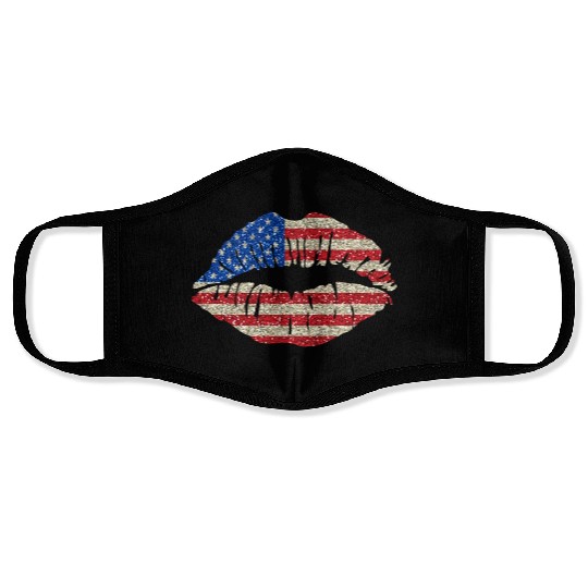 american flag lips glitter USA patriotic patriot Face Masks
