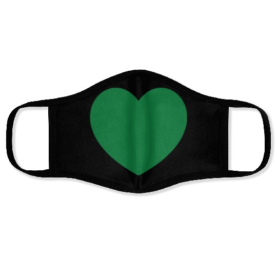 Dark Green Heart Face Masks