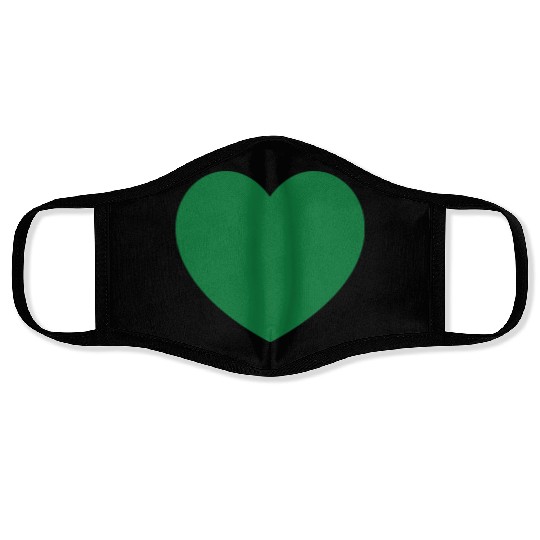 Dark Green Heart Face Masks