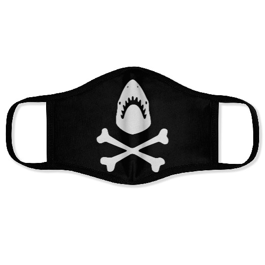 Shark crossbones Face Masks