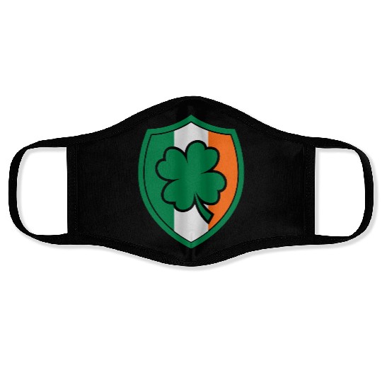 Ireland Flag - Irish - Ire -St Patricks day-Clover Face Masks