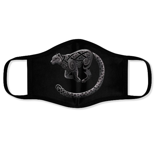 Celtic Snowleopard (Stone / Vintage) Face Masks