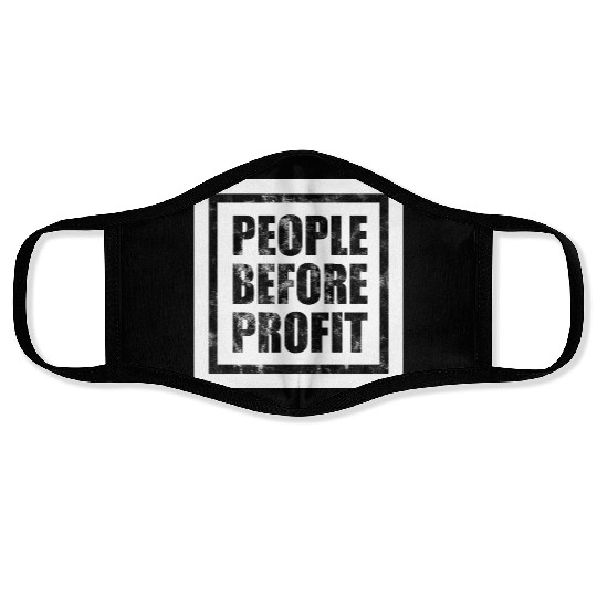 People Before Profit - Human Rights Poster (Black) Face Masks