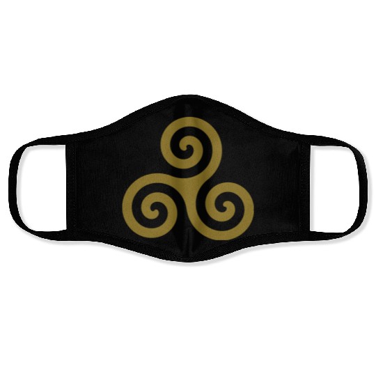 Karma Triskelion Swirl Gold Metallic Ink Face Masks