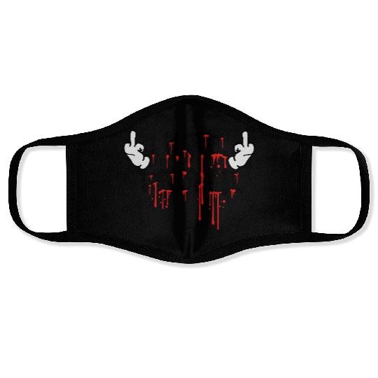 cool i hate people text graffiti spray drop blood Face Masks