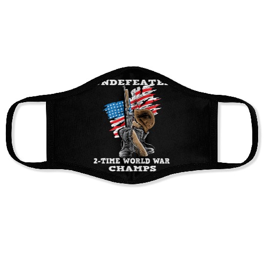 Undefeated World war 2 veteran Face Masks
