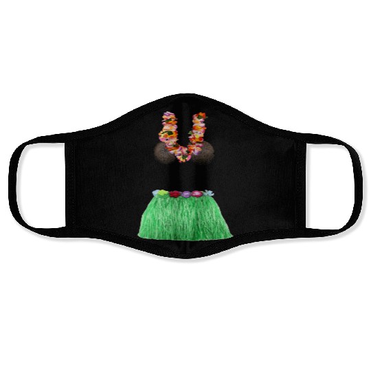 Coconut Bra Grass Skirt Lei Flowers Summer Party Face Masks