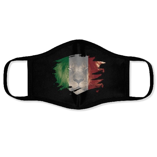 Italy Flag & African Lion Picture Face Masks