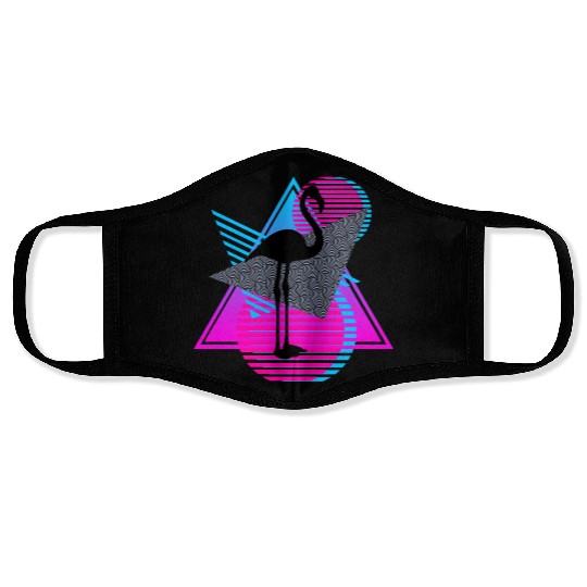 vaporwave aesthetics FLAMINGO 80s retro triangle Face Masks