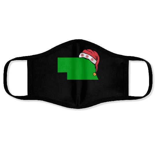 Nebraska Christmas Cute Christmas Gift Green US State Face Masks