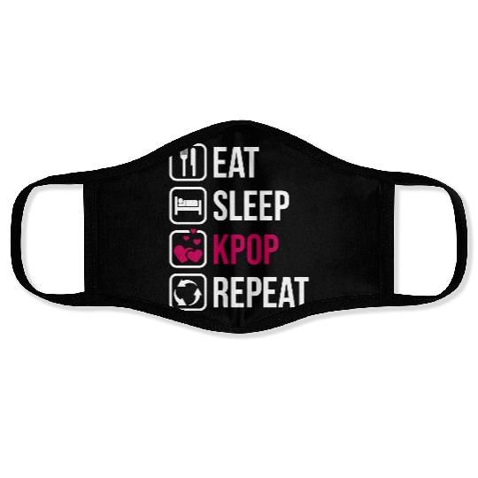 Eat Sleep KPOP Repeat Face Masks