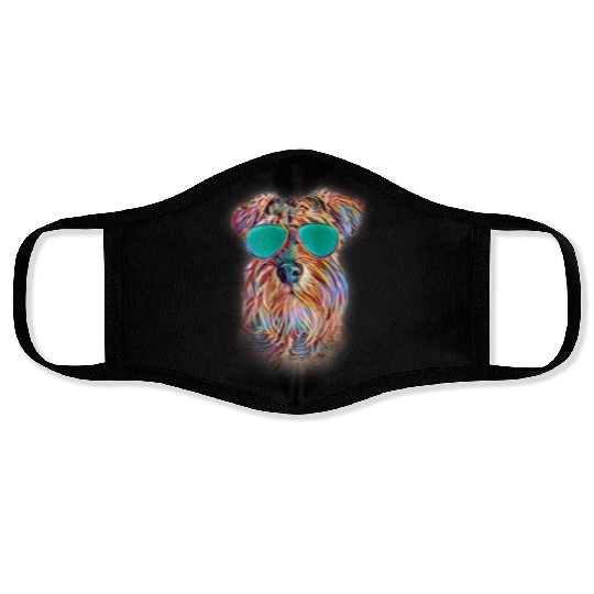 Miniature Schnauzer Colorful Neon Dog Sunglasses Face Masks