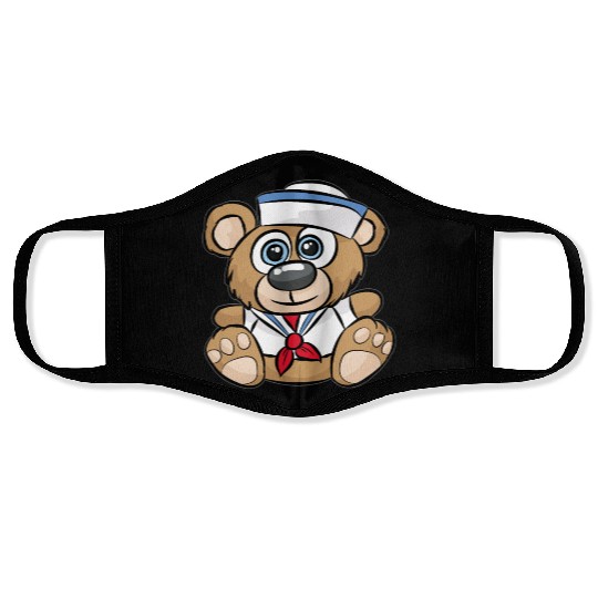 SAILOR TEDDY BEAR captain crew sail boat nautical Face Masks