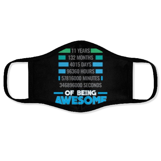 11th Birthday Anniversary Awesome - 11 Years Gift Face Masks