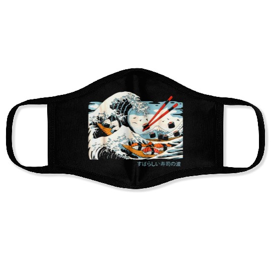 The Great Sushi Wave Japanese Face Masks