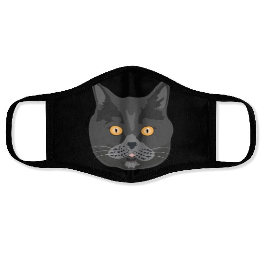 Cat British Shorthair Cat Face - Gift Idea Face Masks