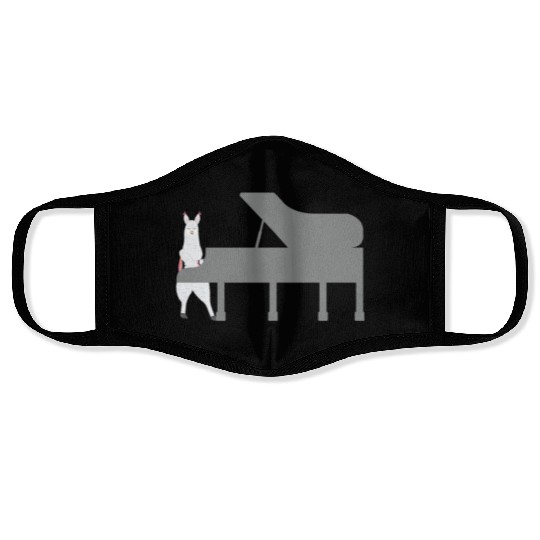 Cute Alpaca Llama Playing Piano Musician Gift Face Masks