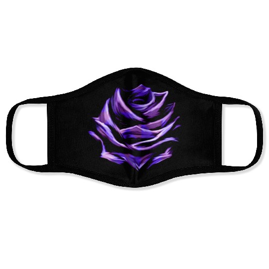 Purple Blue Rose Abstract Art Flower Colorful Face Masks