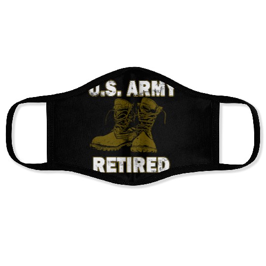 US Army Retired Distressed With Logo Short Sleeve Face Masks