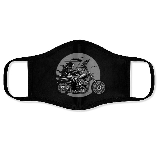 Death Motorcycle Death Grim Reaper Crow Gift Idea Face Masks