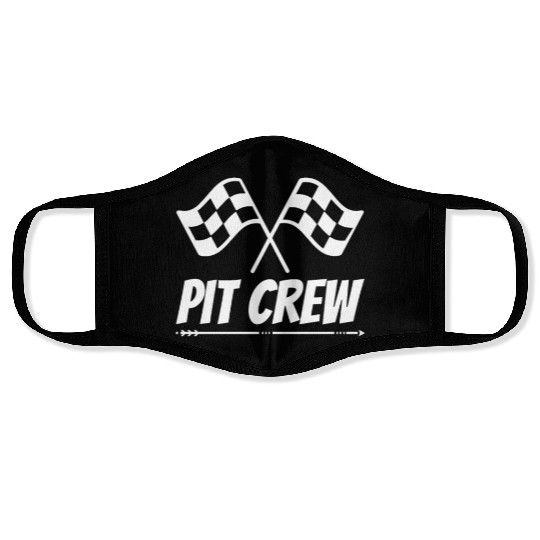 Pit Crew Funny Racing Design for Hotrod Track Face Masks