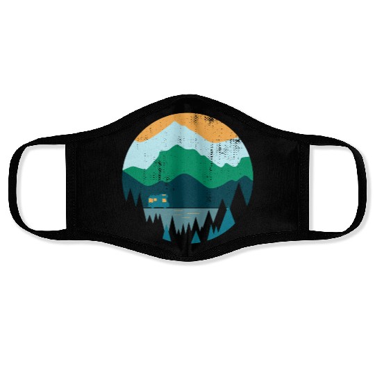 Wanderlust Campeing Mountains Nature Souvenir Gift Face Masks