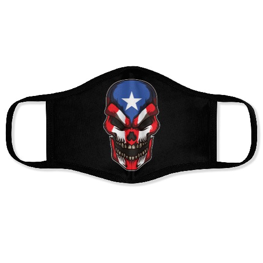 Puerto Rico Skull | Proud Boricua Flag Face Masks