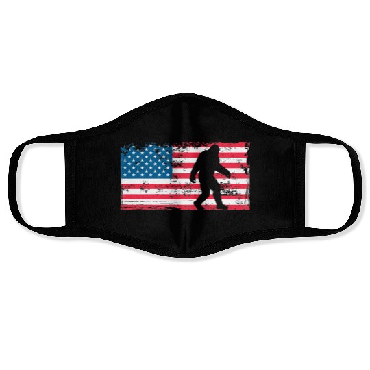 Retro Bigfoot US Flag Face Masks