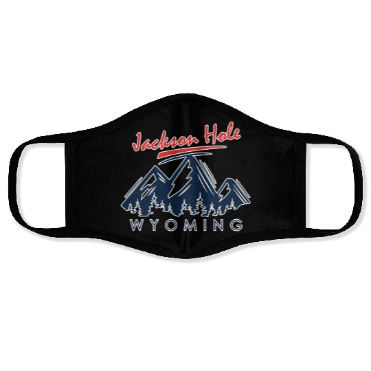 Jackson Hole Wyoming Face Masks Vintage City Retro Tshi